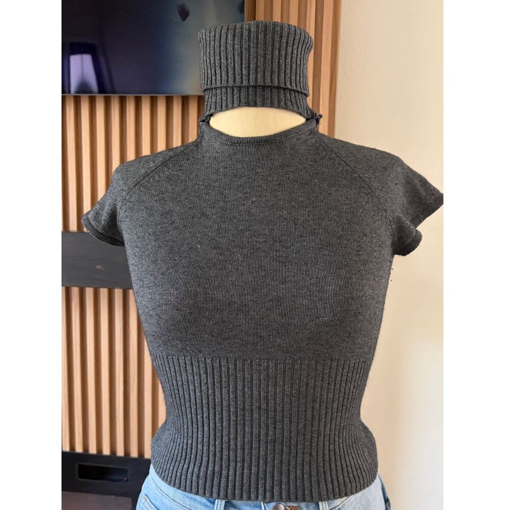 Moda International Silk Cashmere Blend Cutout Turtleneck Sweater Top Size Small